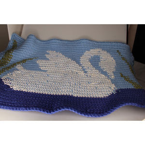HANDMADE CROCHET swan  Round Toilet Lid AND rectangular  carpet